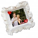 White Square Frill Cushion With Personalized Photo